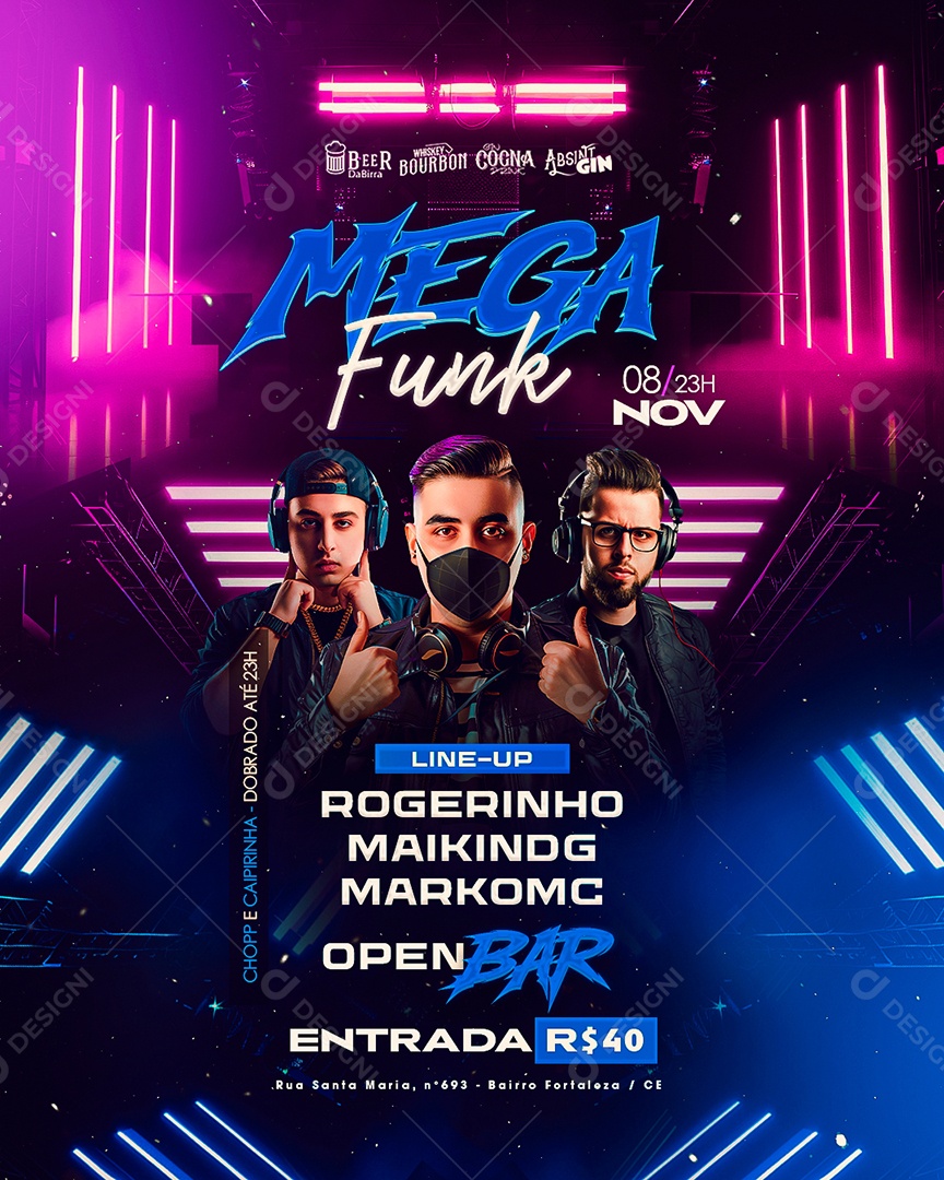 Flyer Mega Funk Social Media PSD Editável