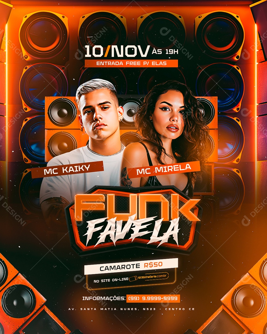 Flyer Funk Favela Social Media PSD Editável