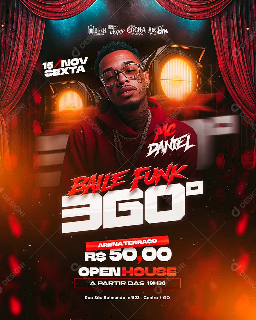 Flyer Baile Funk 360 Social Media PSD Editável