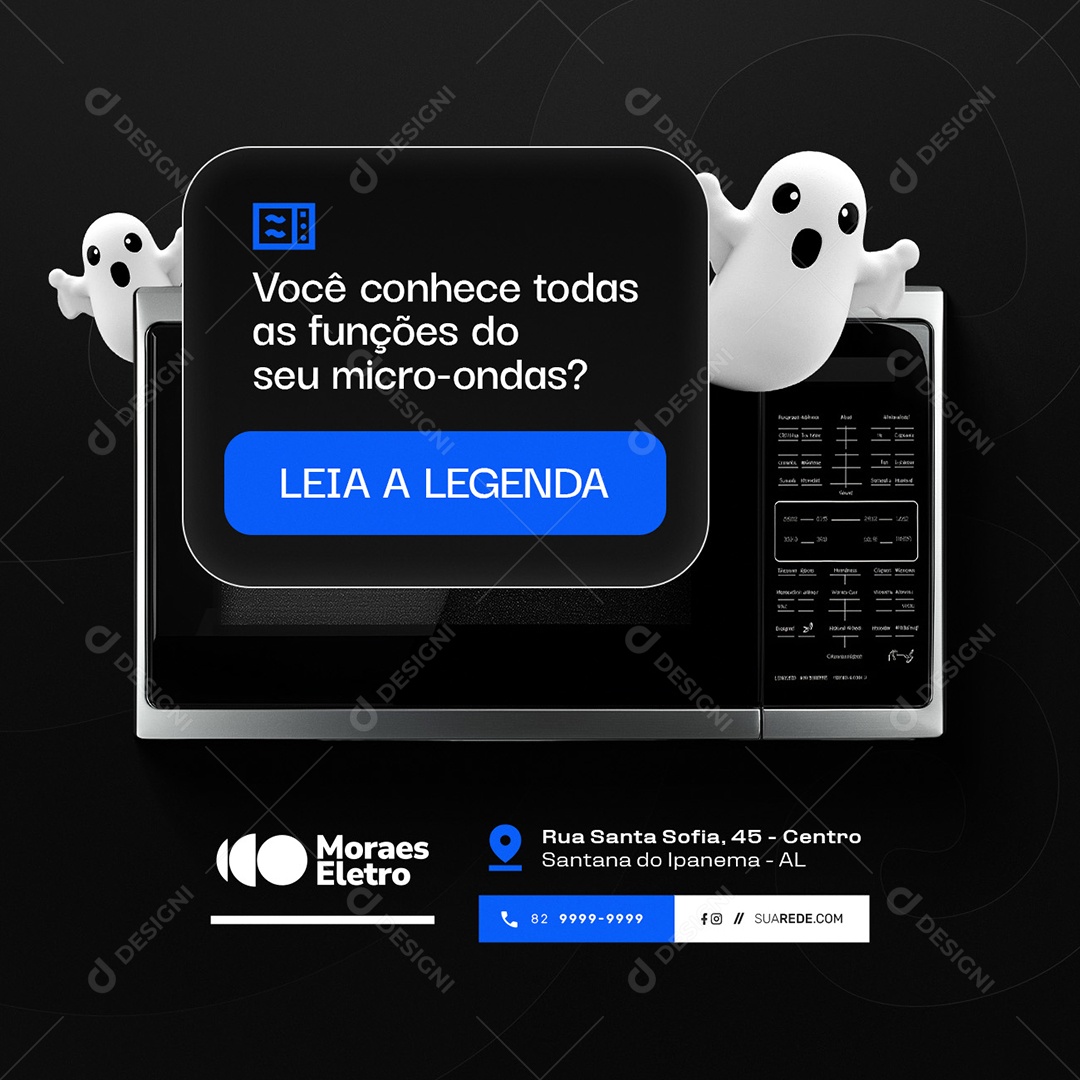 Social Media Loja de Eletrodomésticos Ofertas de Halloween Micro-Ondas PSD Editável