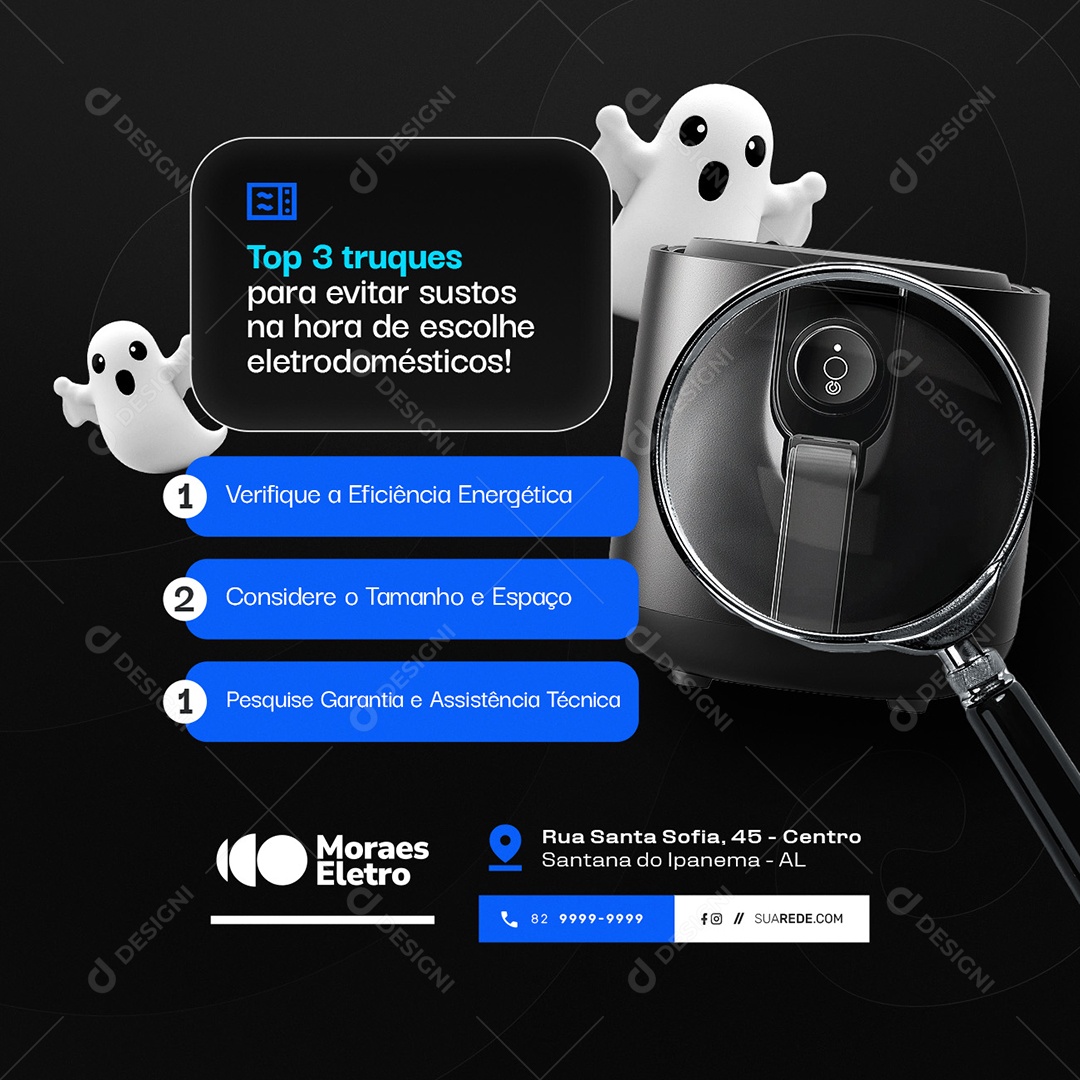 Loja de Eletrodomésticos Ofertas de Halloween Air Fryer Social Media PSD Editável