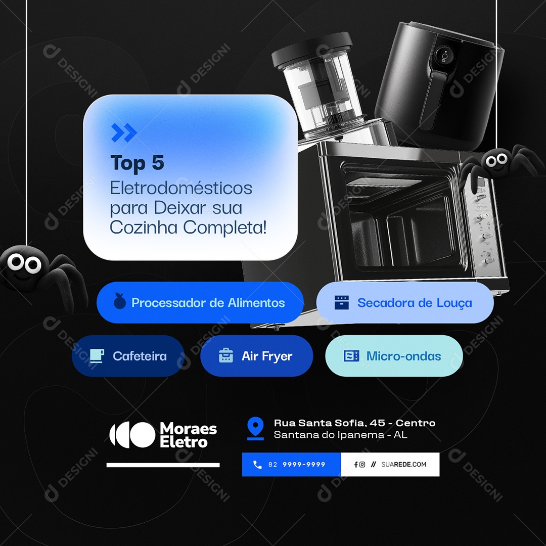 Loja de Eletrodomésticos Ofertas de Halloween Sacadora de Louça Social Media PSD Editável