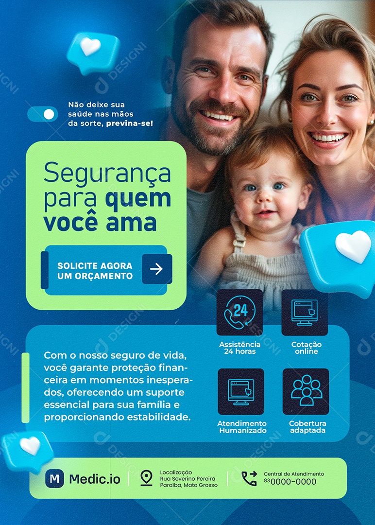 F|yer Seguro de Vida Segurança para Quem Você Ama Social Media PSD Editável