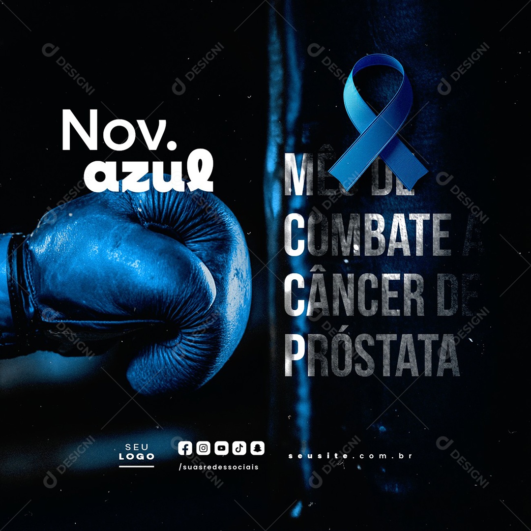 Novembro Azul Mês de Combate ao Câncer de Próstata Social Media PSD Editável