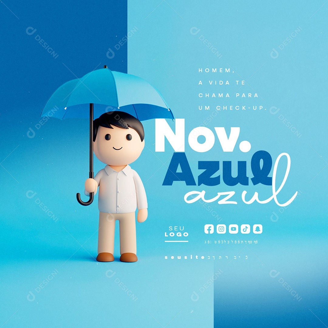 Novembro Azul Homem a Vida Te Chama para Um Check-Up Social Media PSD Editável