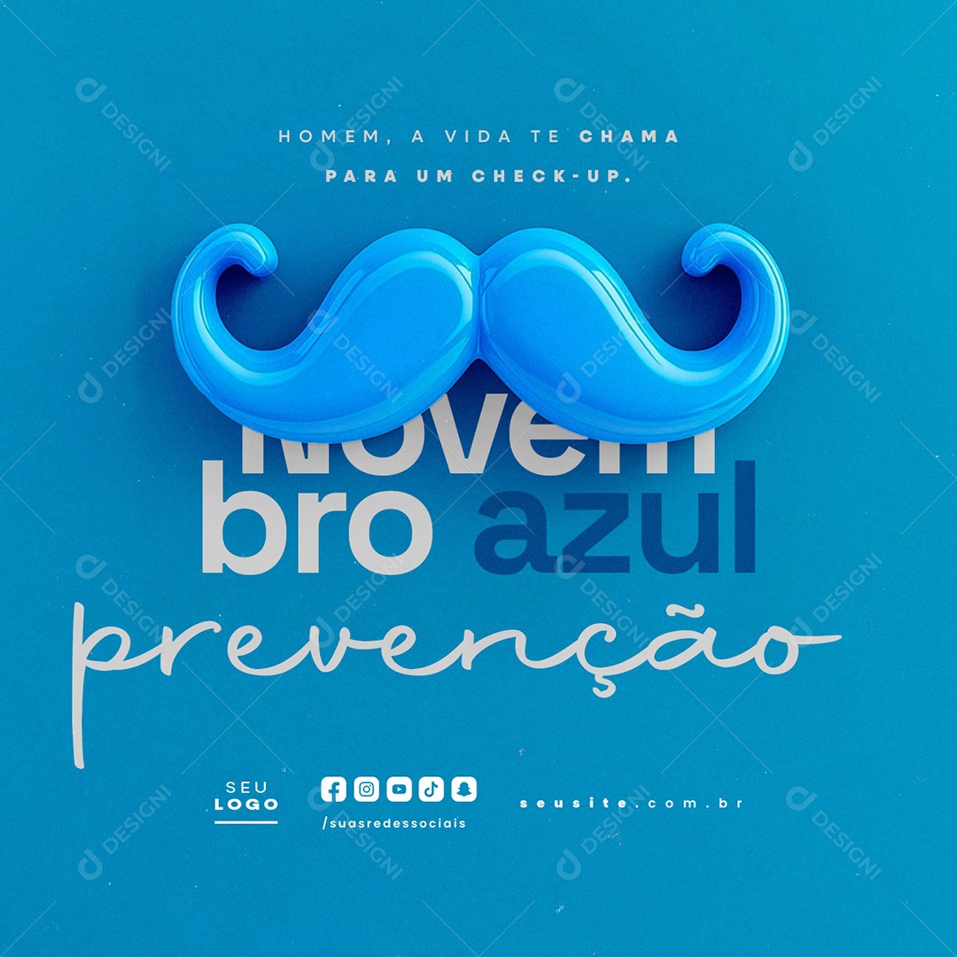 Novembro Azul Homem a Vida Te Chama para Um Check-Up Prevenção Social Media PSD Editável