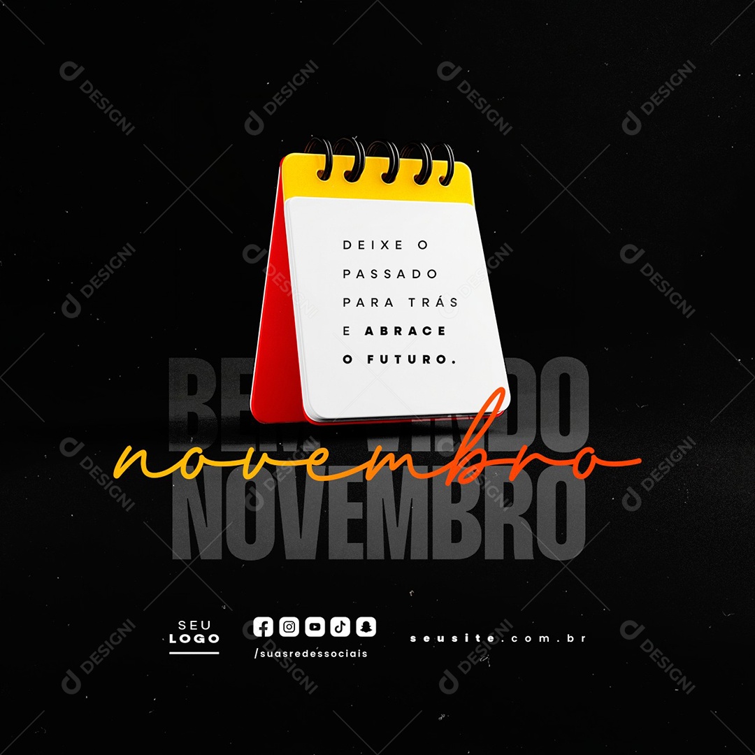 Bem Vindo Novembro Deixe o Passado para Trás Social Media PSD Editável