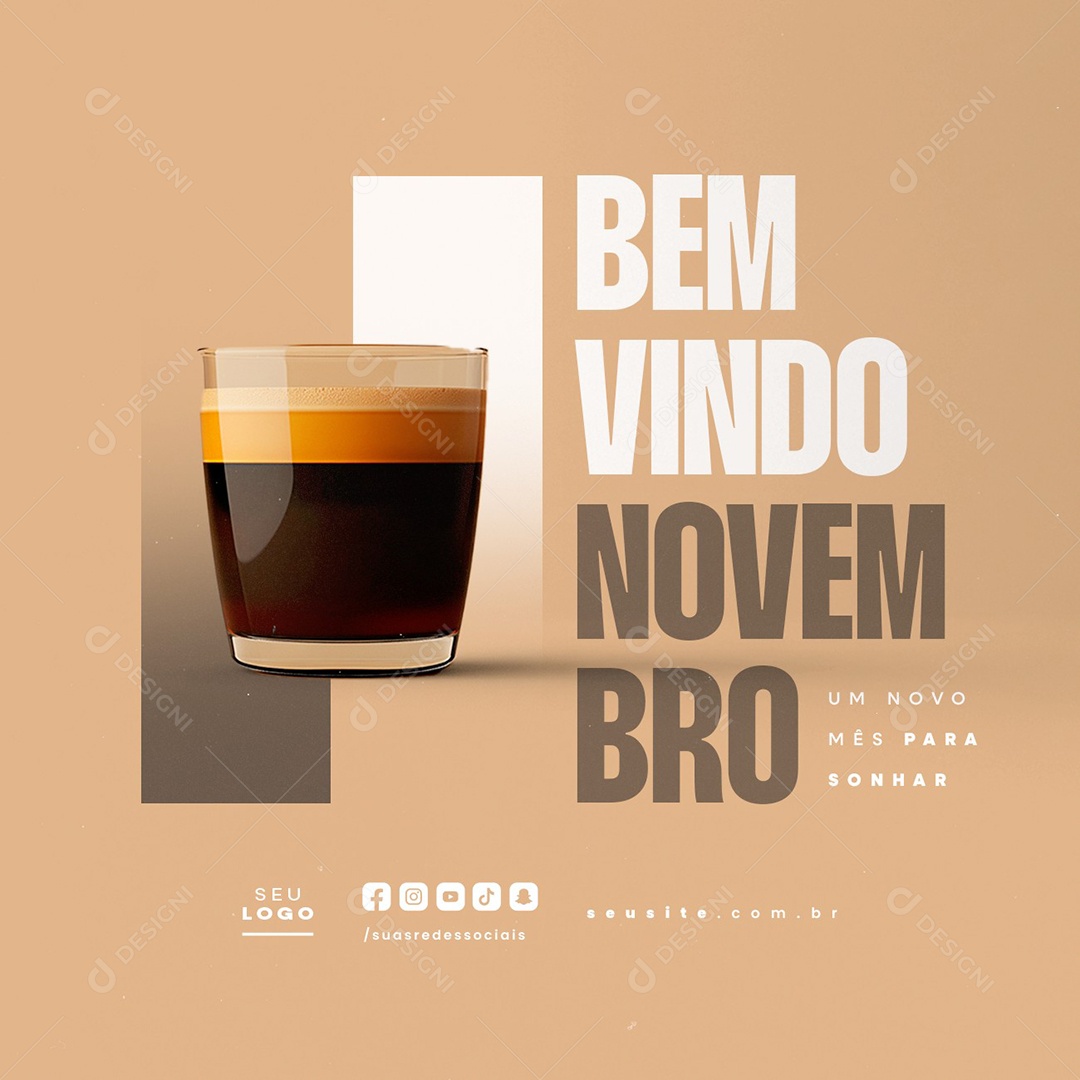 Bem Vindo Novembro Um  Novo Mês para Sonhar Social Media PSD Editável