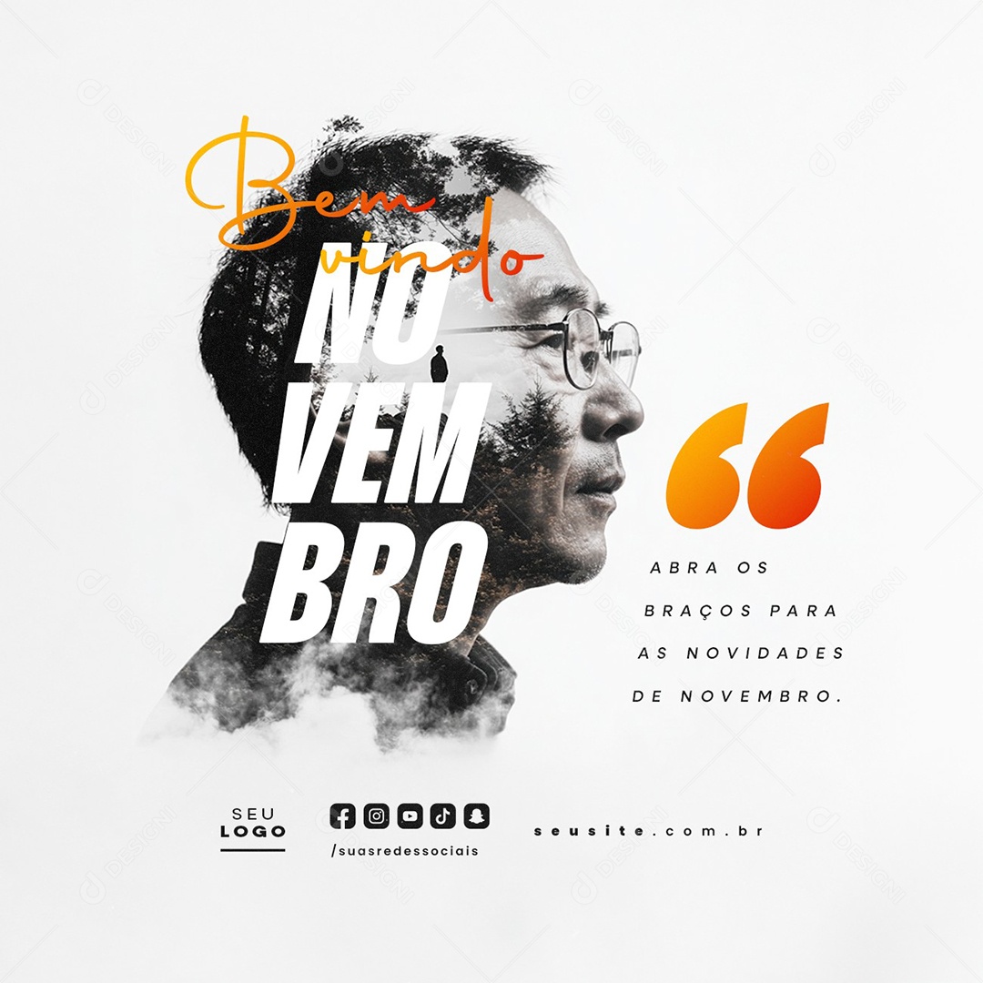 Bem Vindo Novembro Abra os Braços Social Media PSD Editável