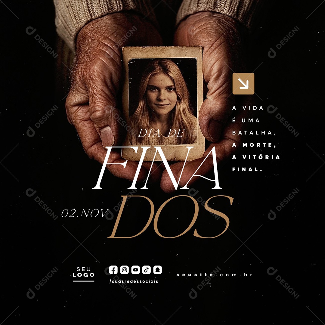 Dia de Finados 02 de Novembro A Vida é uma Batalha Social Media PSD Editável