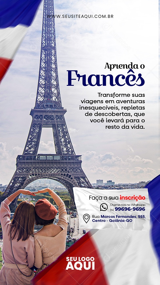 Story Aulas de Francês Social Media PSD Editável