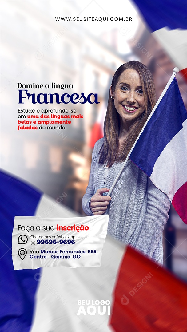 Story Aulas de Francês Social Media PSD Editável