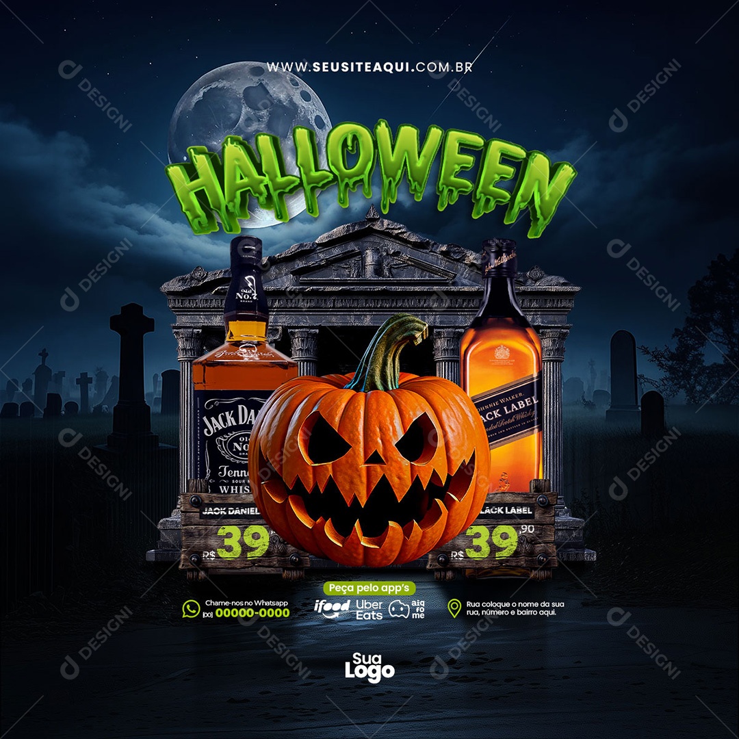 Halloween Cervejaria Social Media PSD Editável