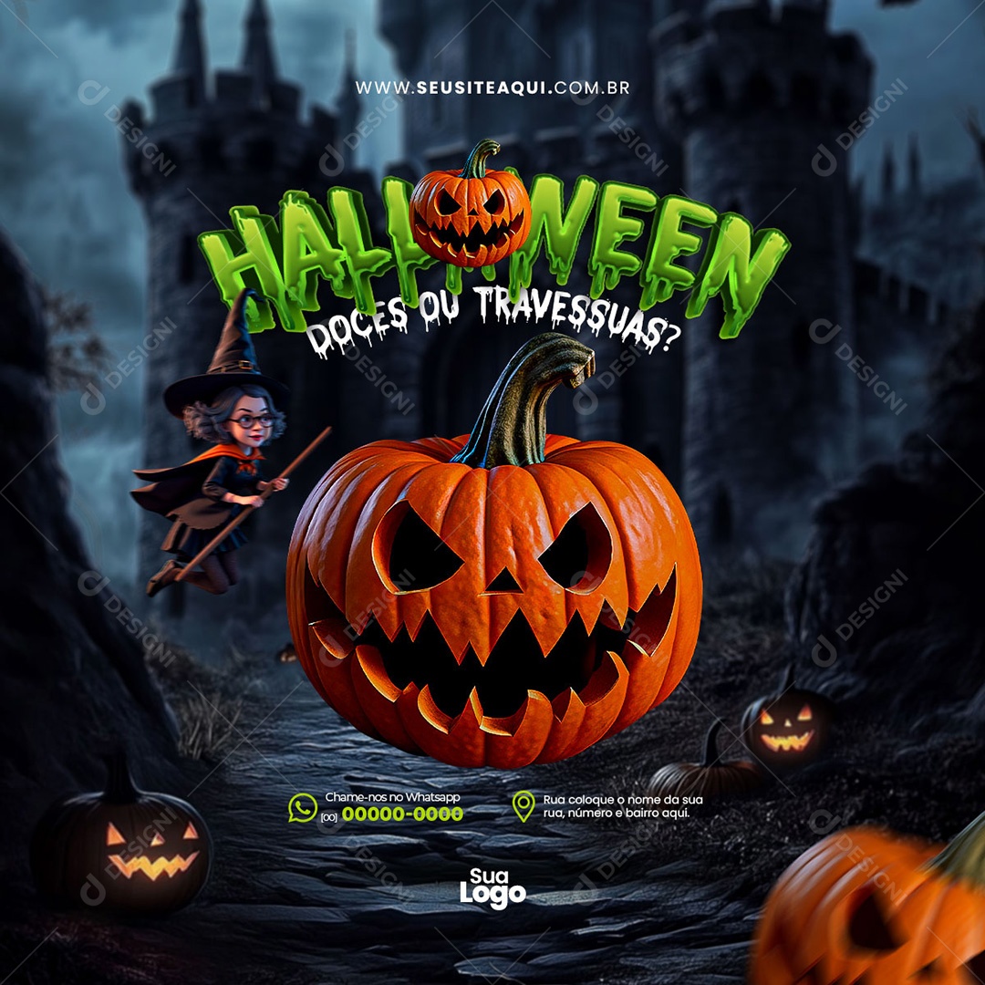 Dia das Bruxas Halloween Social Media PSD Editável