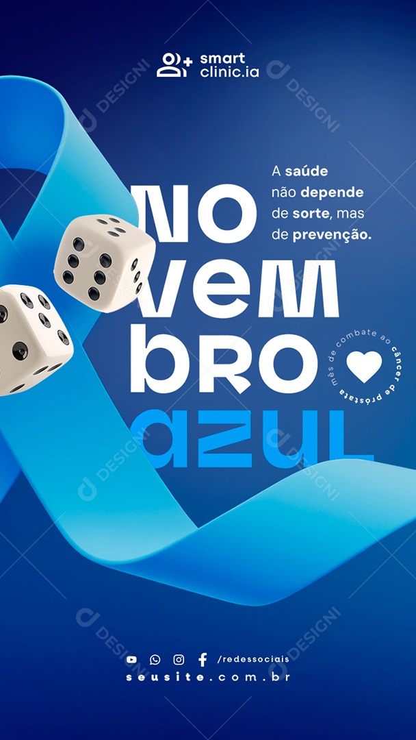 Story Novembro Azul A Saúde Não Pedende de Sorte Social Media PSD Editável