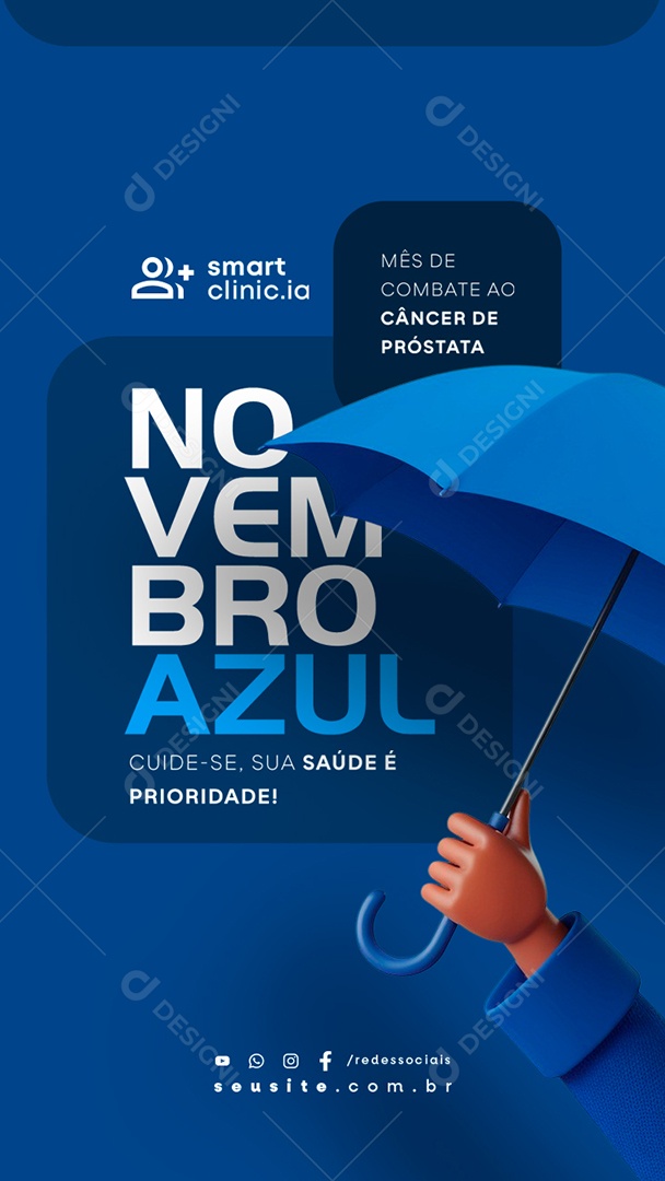Story Novembro Azul Cuide-Se Sua Saúde é Prioridade Social Media PSD Editável
