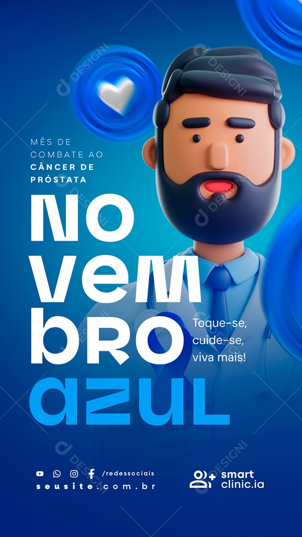 Story Novembro Azul Cuide-Se Viva Mais Social Media PSD Editável