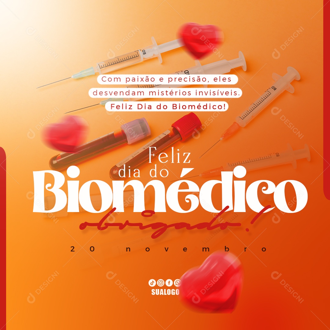 Dia do Biomédico 20 de Novembro Parabéns Social Media PSD Editável