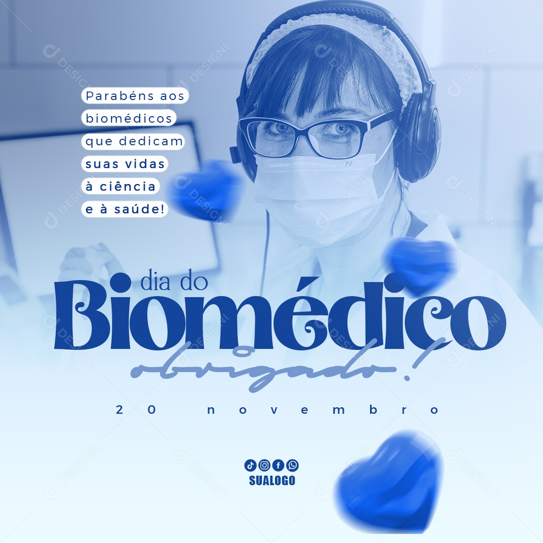 Dia do Biomédico 20 de Novembro Parabéns Social Media PSD Editável