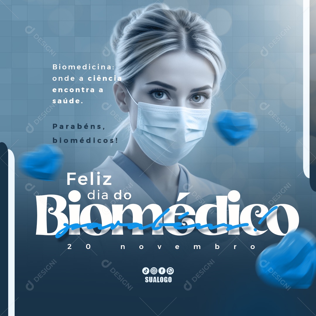 Dia do Biomédico 20 de Novembro Parabéns Social Media PSD Editável