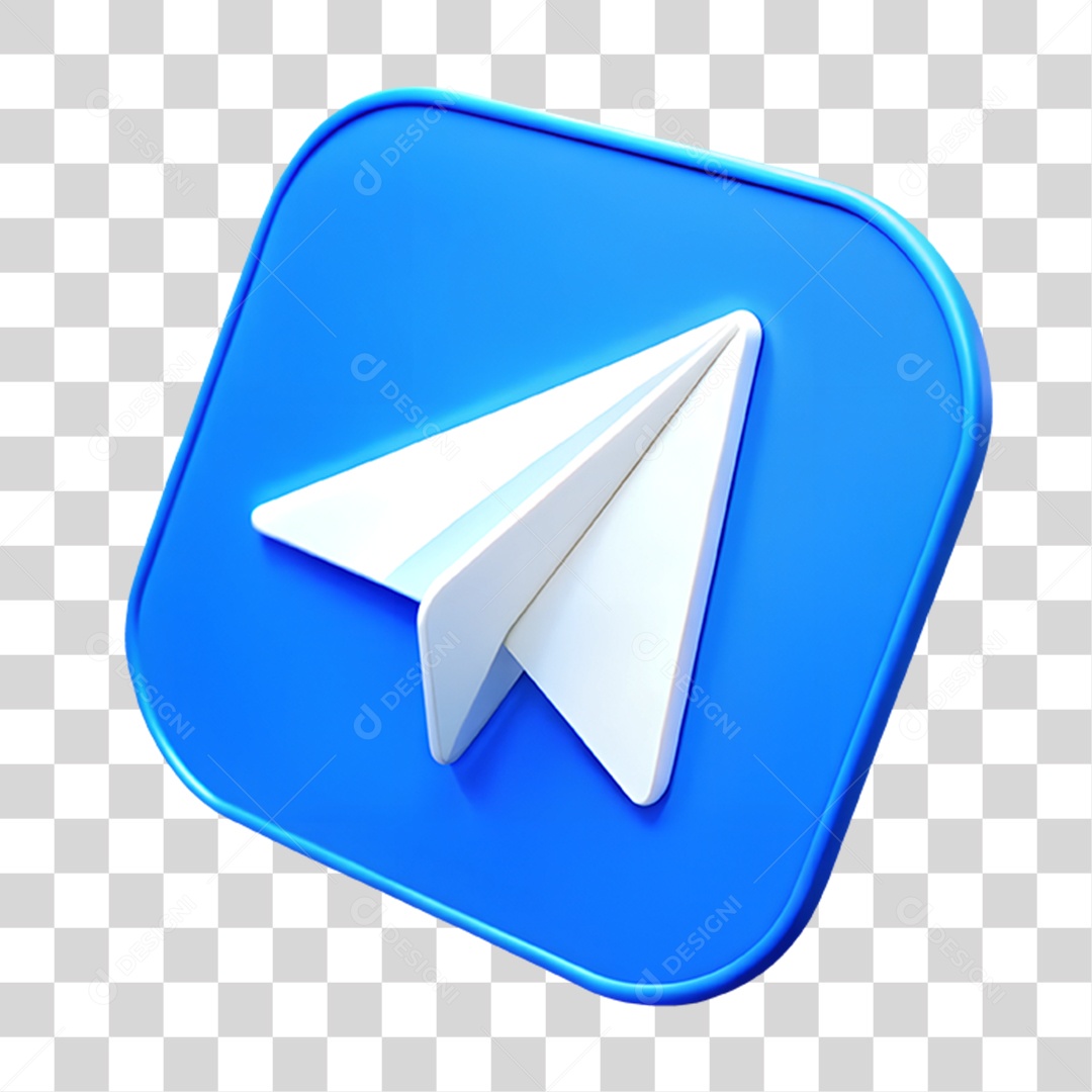 ÍconeTelegram Elemento 3D para Composição PNG Transparente