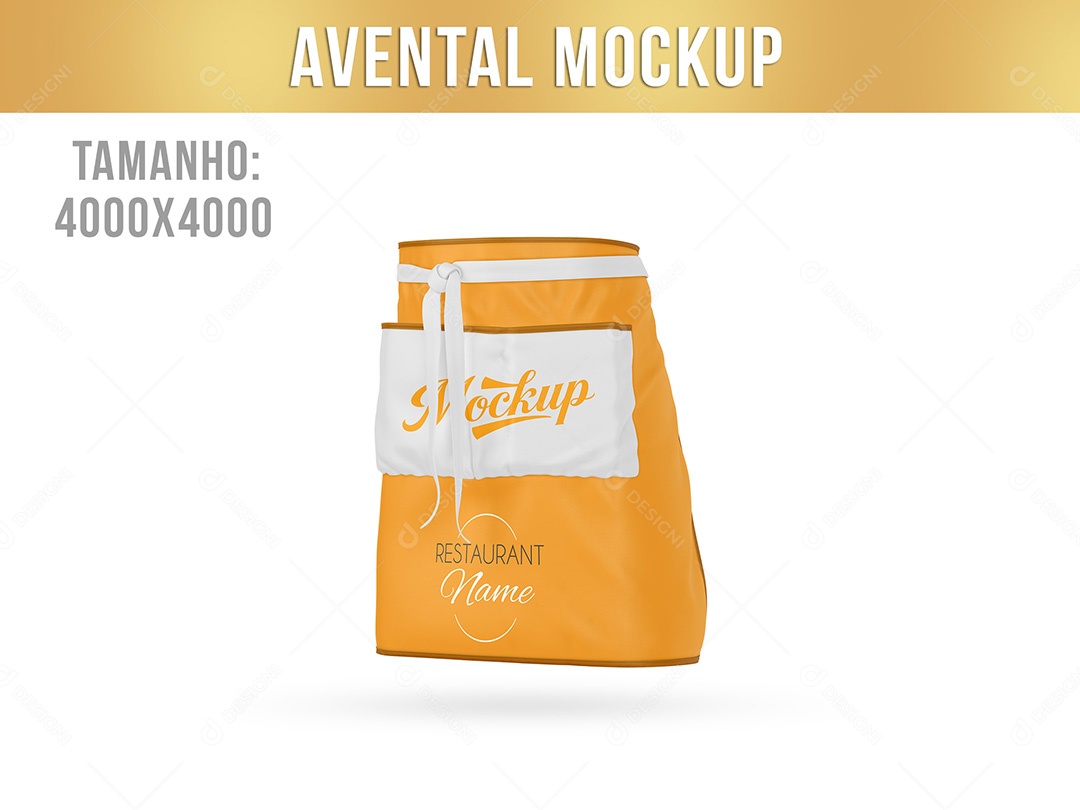 Avental Curto Mockup PSD Editável
