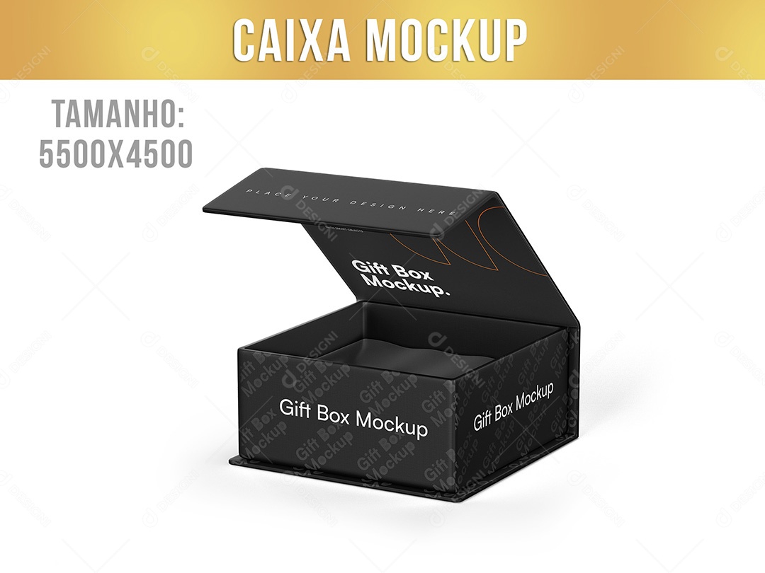 Caixa de Presente Aberta Mockup PSD Editável