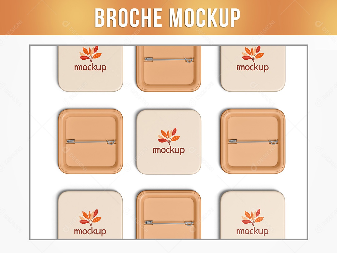 Broche Quadrado Mockup PSD Editável