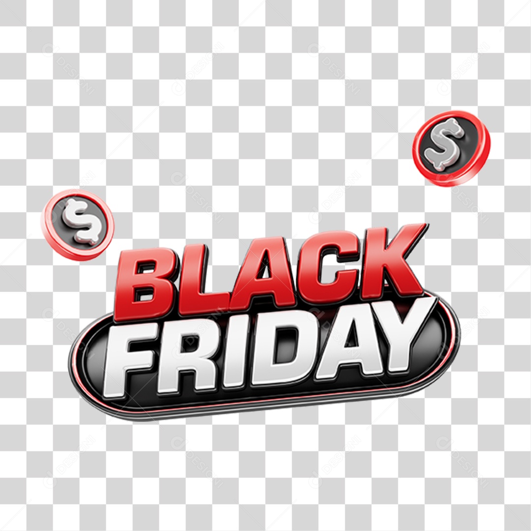 Selo 3D Black Friday PNG Transparente