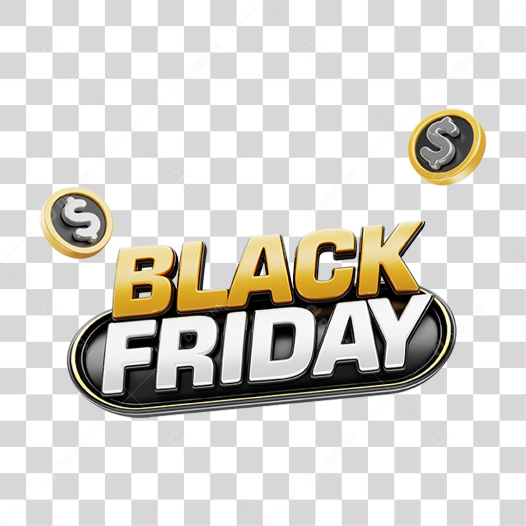 Selo 3D Black Friday PNG Transparente