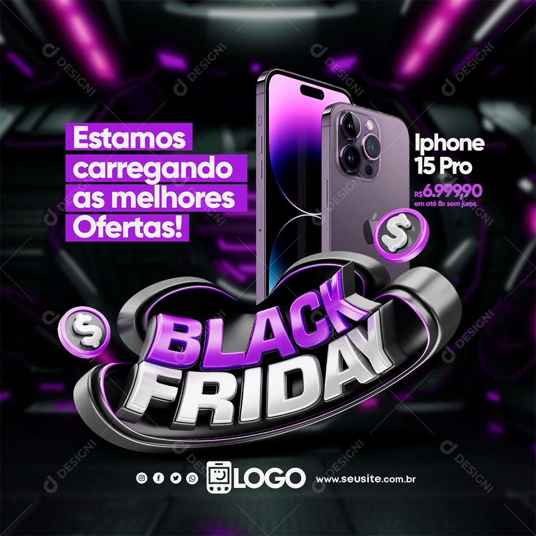 Black Friday Estamos Carregando as Melhores Ofertas Social Media PSD Editável