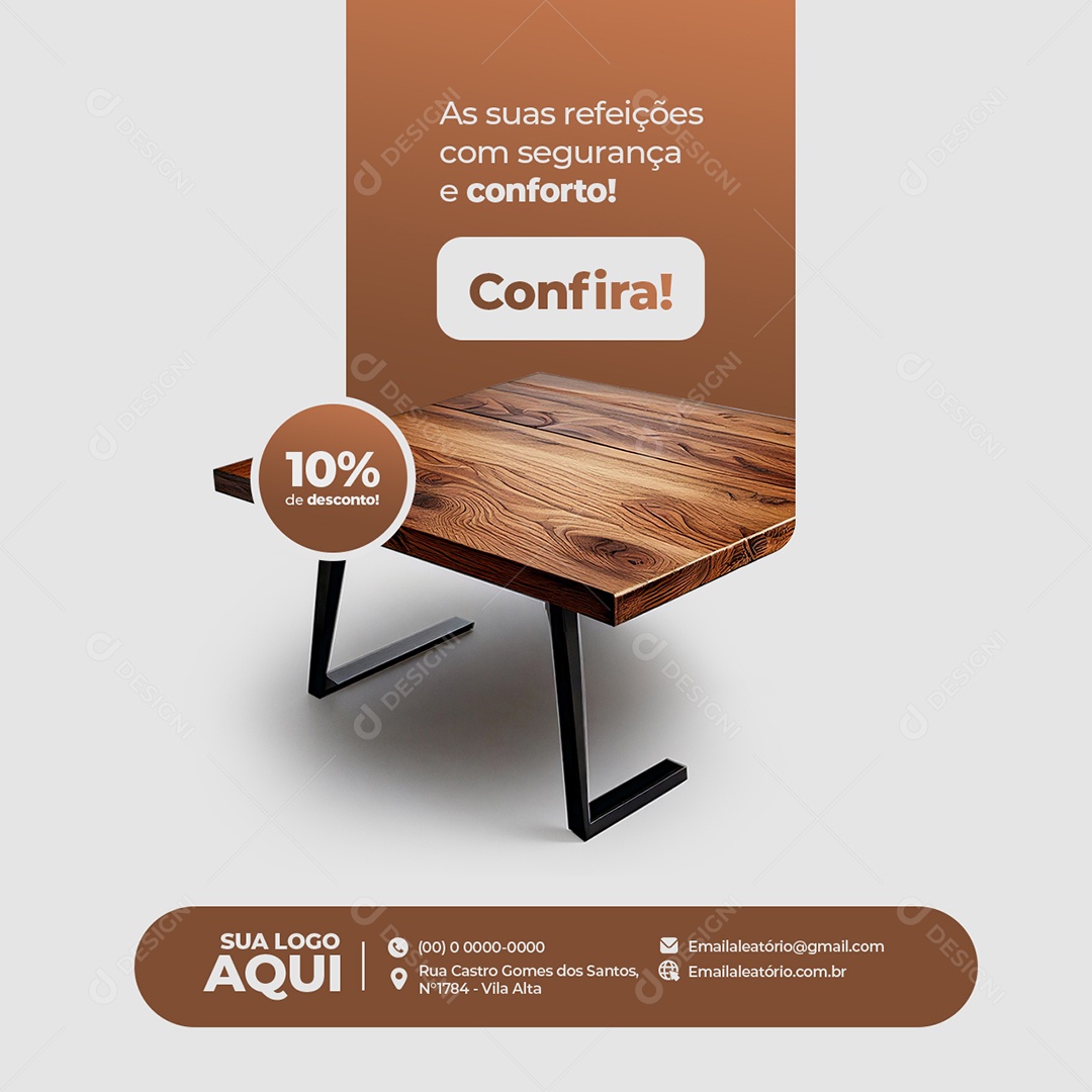 Loja de Móveis Mesa As Suas Refeições Com Segurança e Conforto Social Media PSD Editável