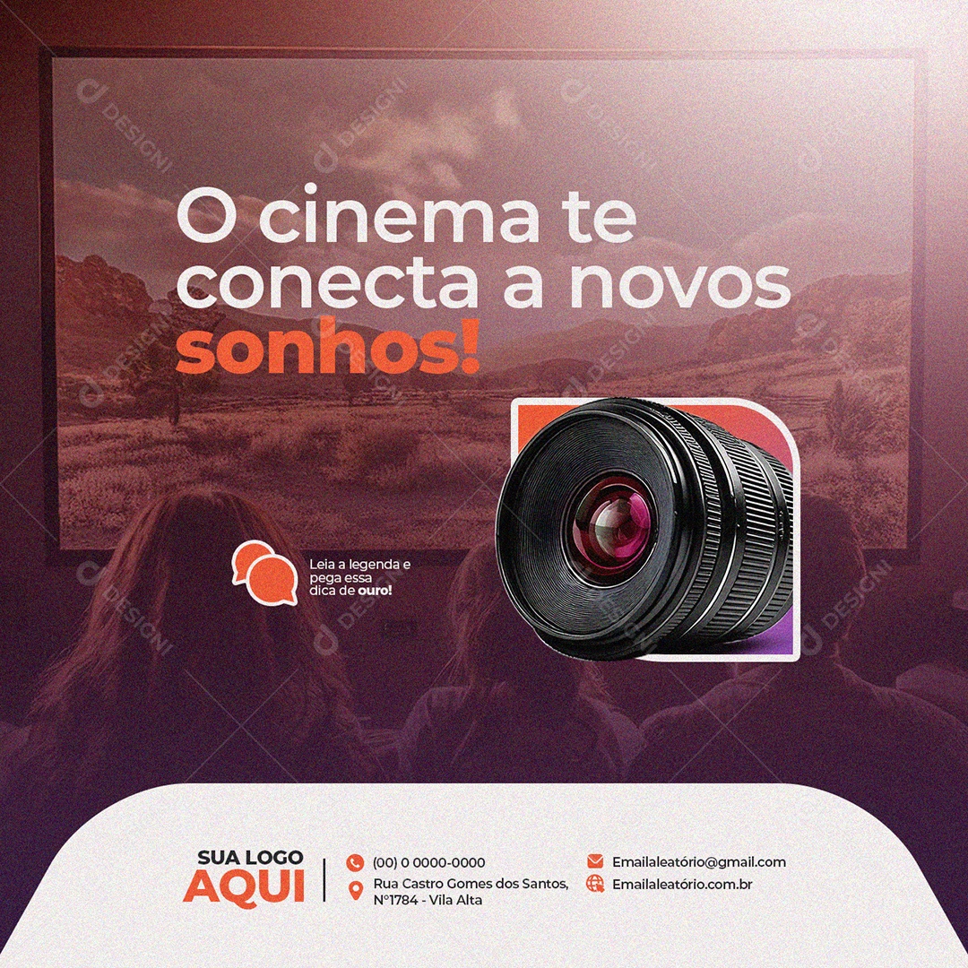 O Cinema Te Conecta a Novos Sonhos Social Media PSD Editável