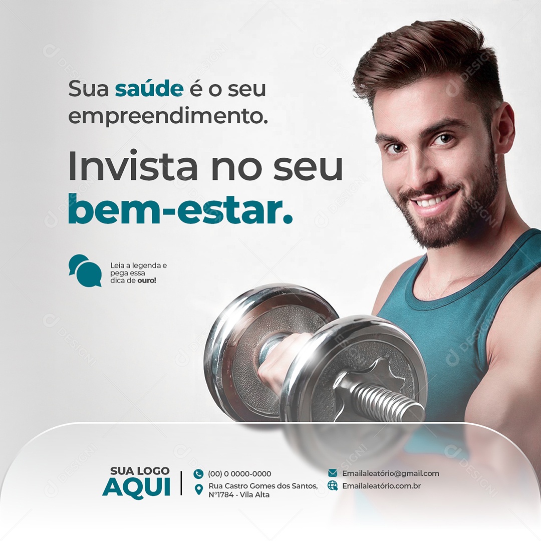 Academia Invista No Seu Bem Estar Social Media PSD Editável