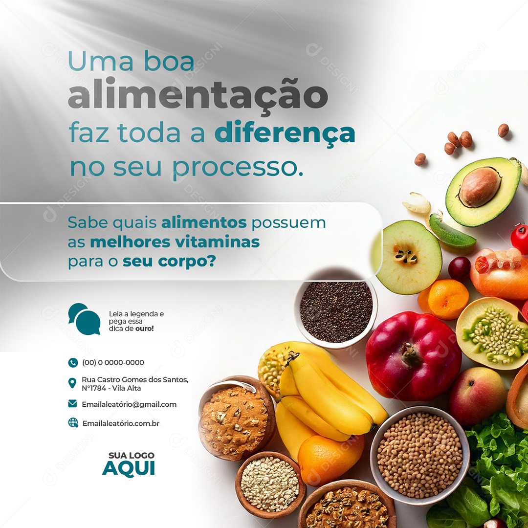 Nutricionista Uma Boa Alimentação Faz Toda a Diferença Social Media PSD Editável