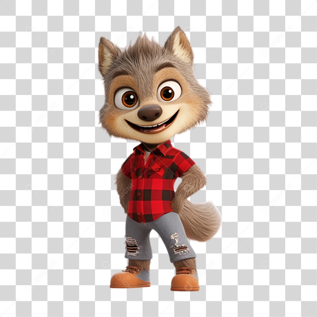 Mascote Lobinho Lobo PNG Transparente