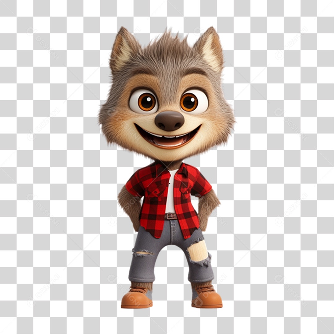 Mascote Lobinho Lobo PNG Transparente