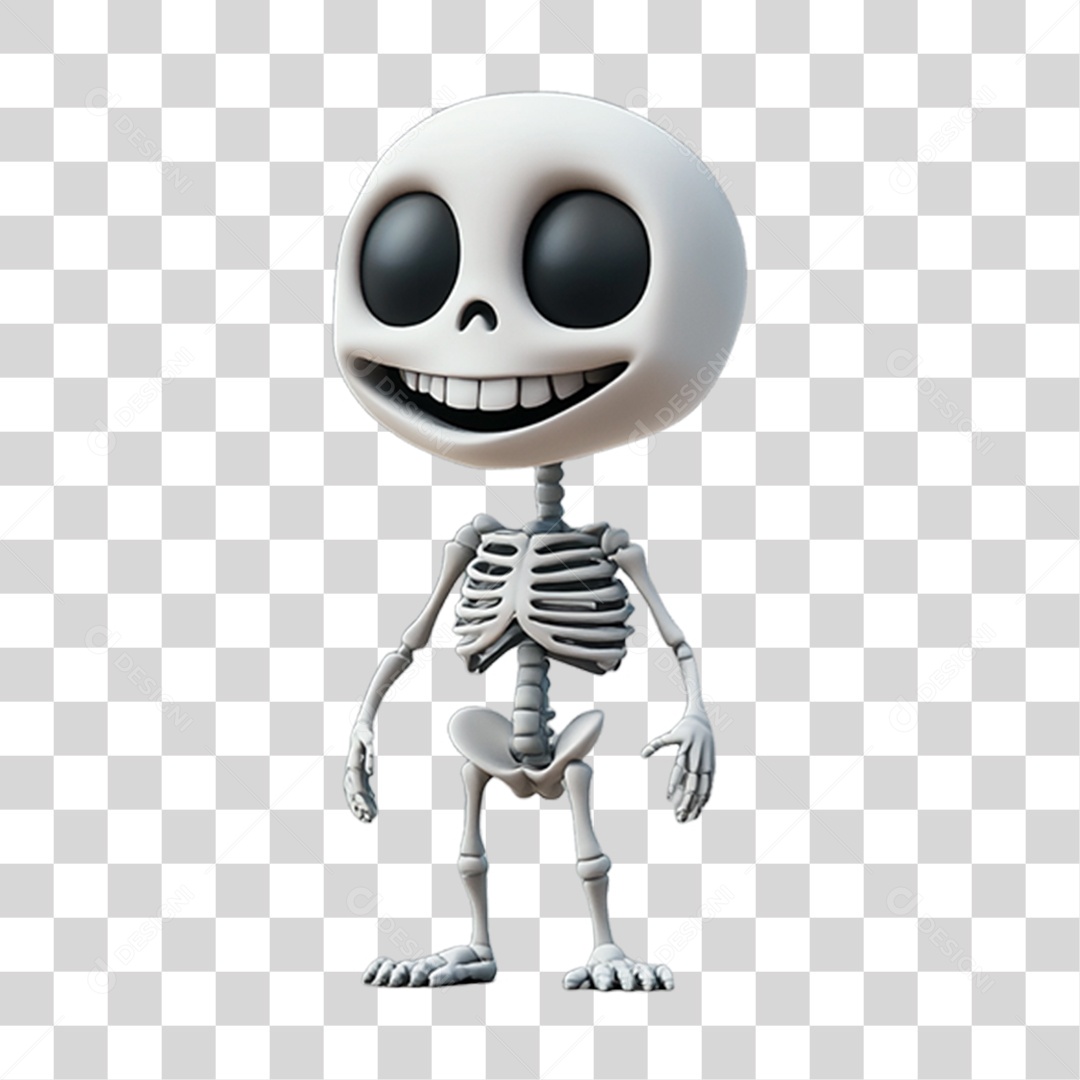 Elemento 3D Personagem de Halloween Esqueleto PNG Transparente