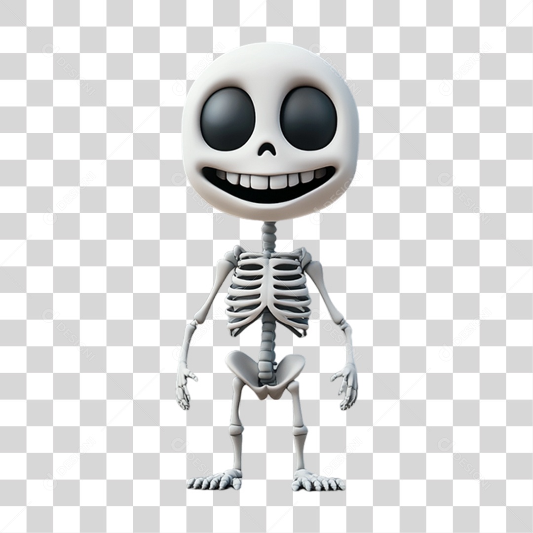 Elemento 3D Personagem de Halloween Esqueleto PNG Transparente