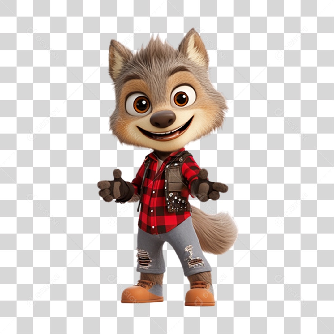 Mascote Lobinho Lobo PNG Transparente