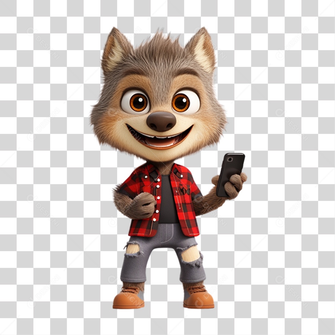 Mascote Lobinho Lobo PNG Transparente