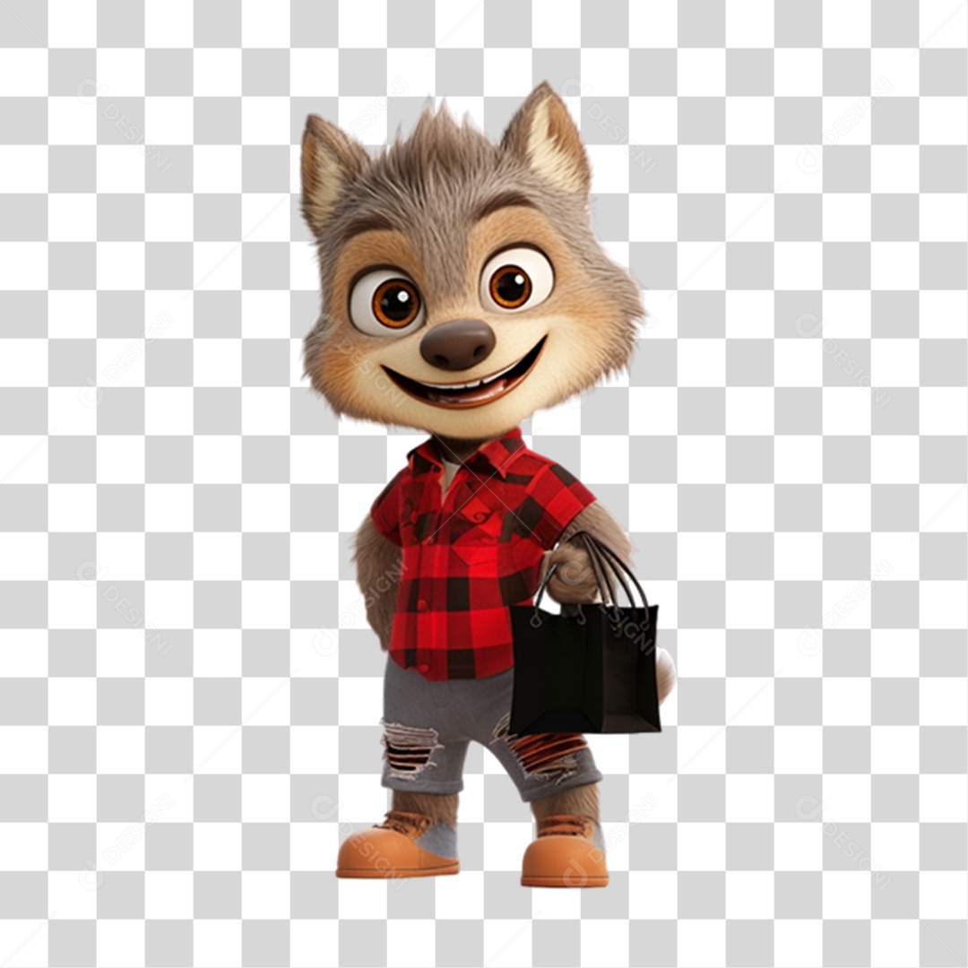 Mascote Lobinho Lobo PNG Transparente
