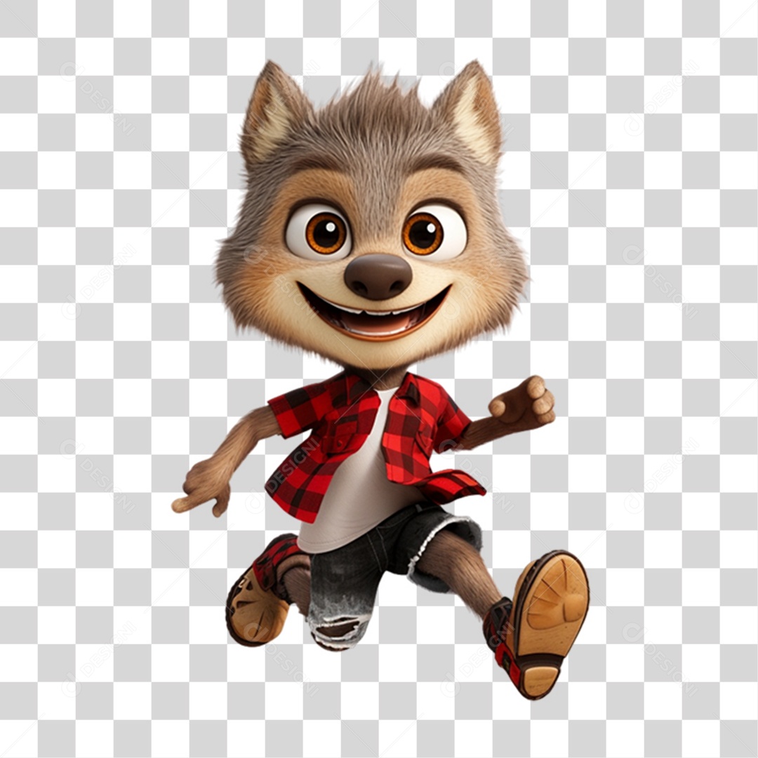 Mascote Lobinho Lobo PNG Transparente