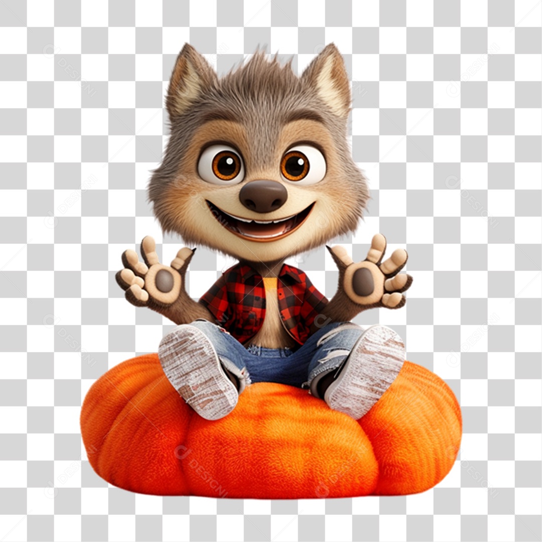 Mascote Lobinho Lobo PNG Transparente