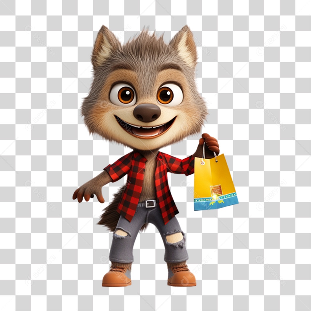 Mascote Lobinho Lobo PNG Transparente