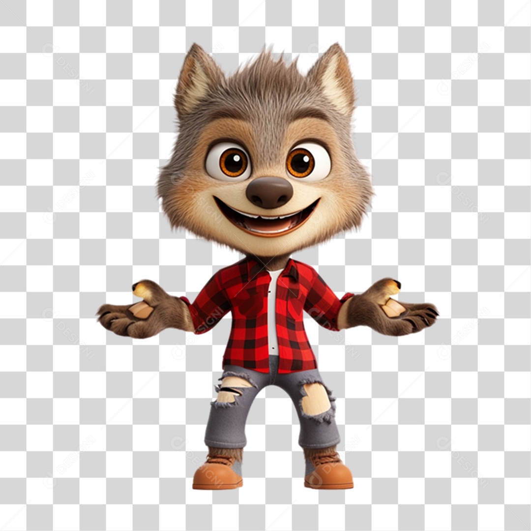 Mascote Lobinho Lobo PNG Transparente