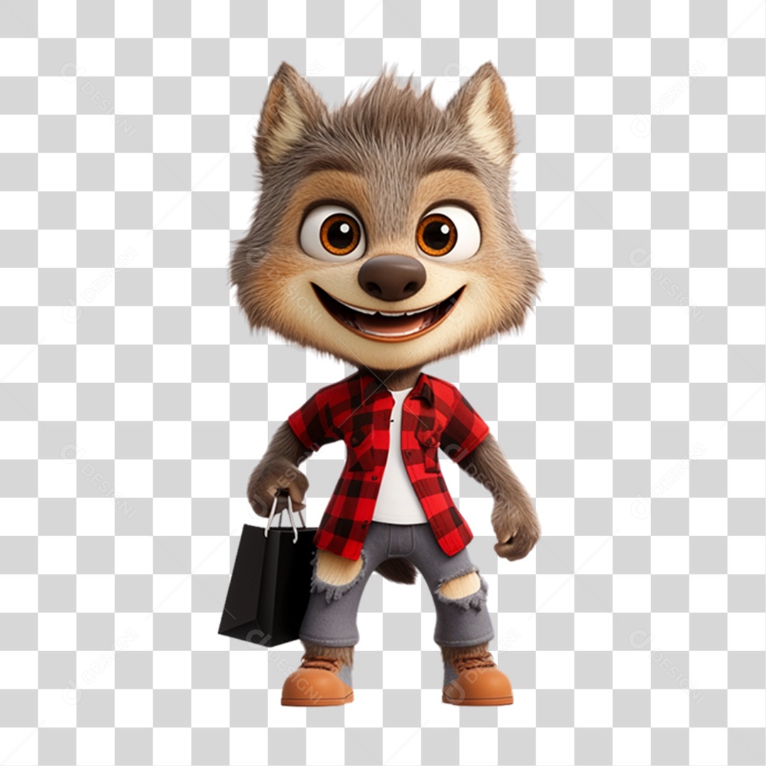 Mascote Lobinho Lobo PNG Transparente