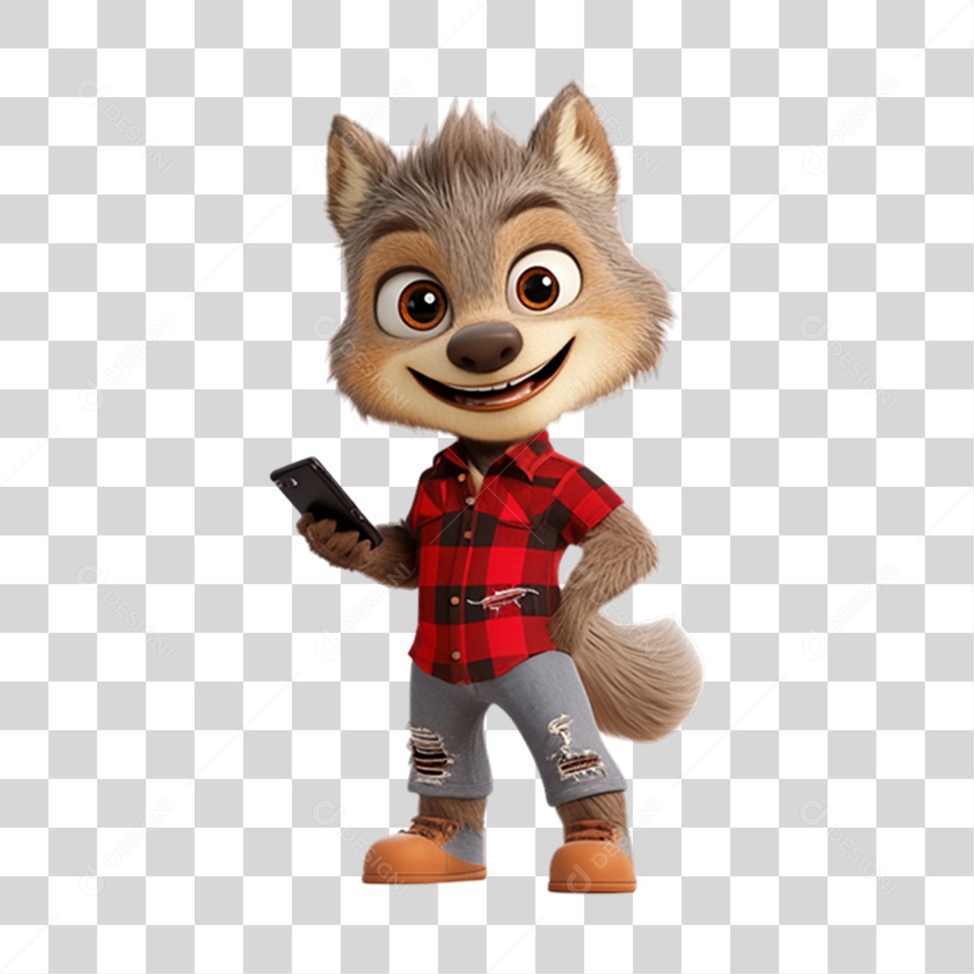 Mascote Lobinho Lobo PNG Transparente