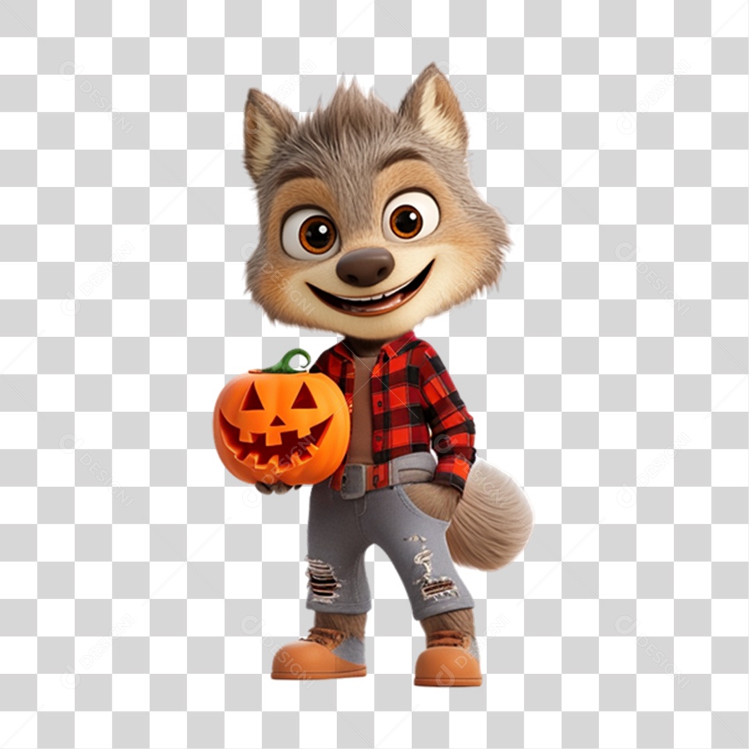 Mascote Lobinho Lobo PNG Transparente
