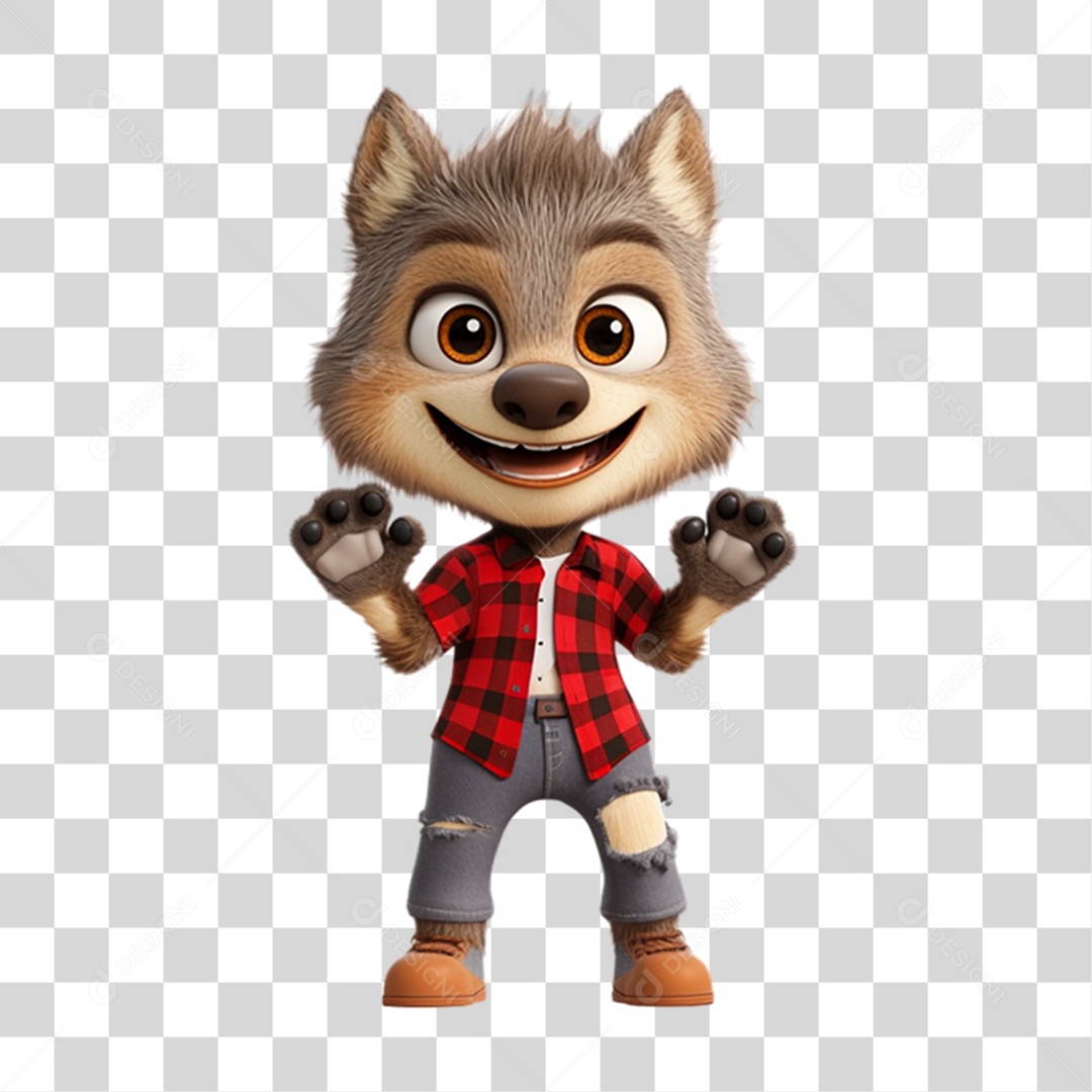 Mascote Lobinho Lobo PNG Transparente